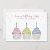 可愛い水の色のカップケーキお洒落パーティーQRコード 招待状 (正面)