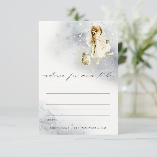可愛い水の色の妖精アドバイスママ赤ちゃんシャワー エンクロージャーカード (スタンド正面)