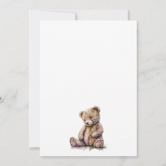 可愛い水の色テディベアお粥ベビーシャワー 招待状 (裏面)