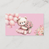 可愛い水の色テディベア女の子の本ベビー エンクロージャーカード (裏面)