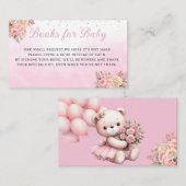可愛い水の色テディベア女の子の本ベビー エンクロージャーカード (正面/裏面)