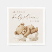 可愛い水の色テディベア赤ちゃんシャワー スタンダードカクテルナプキン (正面)