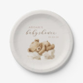 可愛い水の色テディベア赤ちゃんシャワー ペーパープレート (正面)