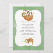 可愛い水の色ナマケモノの赤ちゃんシャワーありがとう サンキューカード (正面)