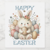 可愛い水の色バニーイースターのカスタマイズ可能 ワインラベル (シングルラベル)