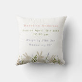 可愛い水の色バニーベビーガール誕生写真 クッション (裏面)