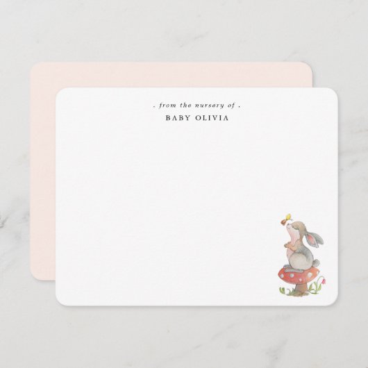 可愛い水の色バニーベビーガール サンキューカード (正面/裏面)