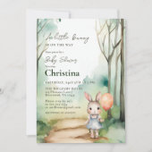 可愛い水の色バニーベビーシャワーガール 招待状 (正面)