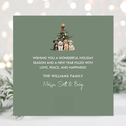 可愛い水の色メリー&明るい犬クリスマスカード シーズンカード