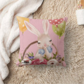 可愛い水彩ウサギの花 |イースター クッション (ブランケット)