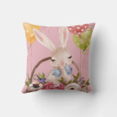 可愛い水彩ウサギの花 |イースター クッション (裏面)