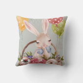 可愛い水彩ウサギの花 |イースター クッション (裏面)