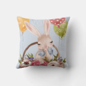 可愛い水彩ウサギの花 |イースター クッション (裏面)