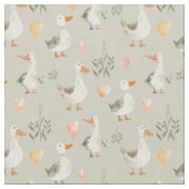 可愛い水彩ガチョウ模様織物 ファブリック (クローズアップ)