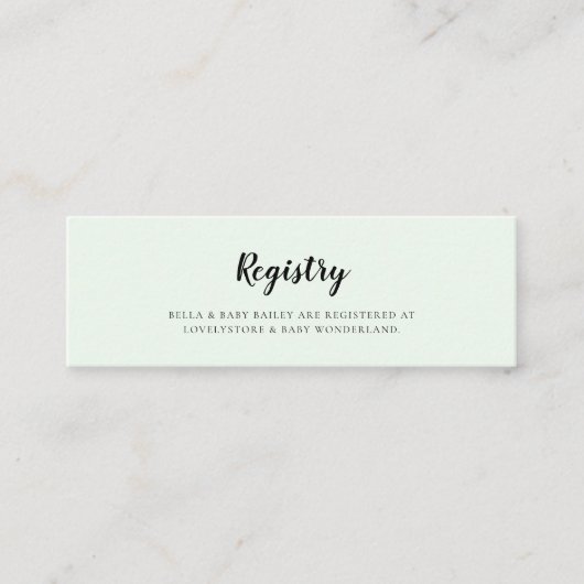 可愛い水彩クマ赤ちゃんシャワー登録カード スキニー名刺 (正面)