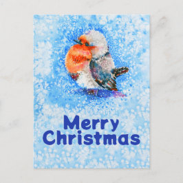 可愛い水彩クリスマスロビンカスタマイズ可能 シーズンポストカード
