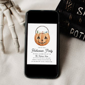 可愛い水彩ジャッキOランタンハローウィンパーティ 招待状