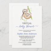 可愛い水彩スロットバーチャル赤ちゃんシャワーbyメール 招待状 (正面/裏面)