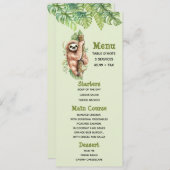 可愛い水彩スロート&トロピカル葉メニュー 招待状 (正面/裏面)
