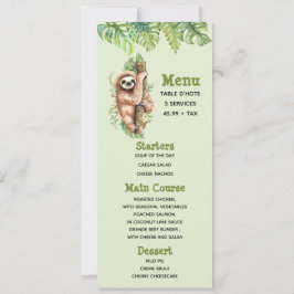 可愛い水彩スロート&トロピカル葉メニュー 招待状