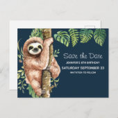 可愛い水彩スロート&トロピカル葉STD インビテーションポストカード (正面/裏面)