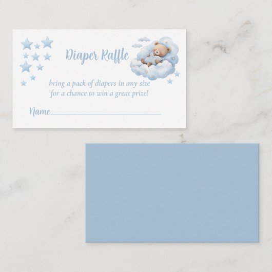 可愛い水彩テディベアおむつラッフル エンクロージャーカード (正面/裏面)