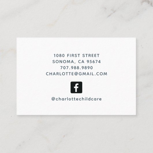 可愛い水彩テディベア育児 名刺 (裏面)