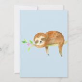 可愛い水彩ナマケモノをテーマにしたバーチャルベイビーシャワー 招待状 (裏面)