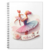 可愛い水彩バレリーナ母シルエット手帳 ノートブック (正面)
