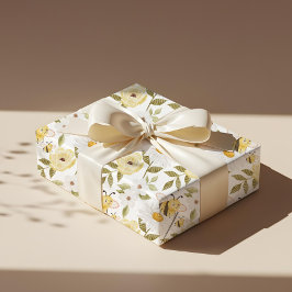 可愛い水彩フローラ編みはちみつ蜂パターン ラッピングペーパー