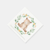 可愛い水彩ベビークマウッドランドベビーシャワー スタンダードカクテルナプキン (角)