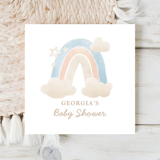 可愛い水彩ボホレインボーベビーシャワーデコール スタンダードカクテルナプキン
