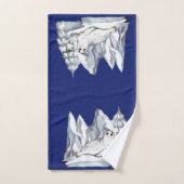 可愛い水彩印パインツリースノードブルー バスタオルセット (ハンドタオル)