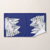 可愛い水彩印パインツリースノードブルー バスタオルセット (ハンドタオル)