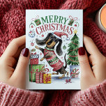 可愛い水彩大急クリスマスカード シーズンカード<br><div class="desc">可愛い水色Dachshundクリスマスカードはおもしろいとフェスティバルの方法は、あなたの友人や家族に休日の願いを送信する。あいさつパーソナライズされた文を後ろに付ける。</div>