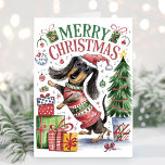 可愛い水彩大急クリスマスカード シーズンカード<br><div class="desc">可愛い水色Dachshundクリスマスカードはおもしろいとフェスティバルの方法は、あなたの友人や家族に休日の願いを送信する。あいさつパーソナライズされた文を後ろに付ける。</div>