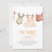 可愛い水彩女の子オつるベイビーシャワー 招待状 (正面)