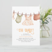 可愛い水彩女の子オつるベイビーシャワー 招待状 (スタンド正面)