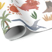 可愛い水彩恐竜の模様のラッピング紙 ラッピングペーパー (ロールコーナー)