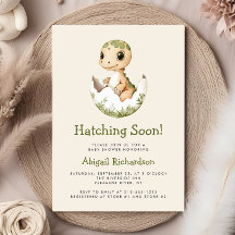 可愛い水彩恐竜ハッチングもうすぐ赤ちゃんシャワー