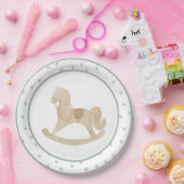 可愛い水彩揺り馬緑の赤ちゃんシャワー ペーパープレート (パーティー)