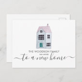 可愛い水彩新しいホームアドレスの移動の変更 案内ポストカード (正面/裏面)