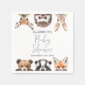 可愛い水彩木地動物少年の赤ちゃんシャワー スタンダードカクテルナプキン (正面)