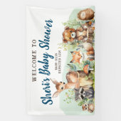 可愛い水彩木版動物赤ちゃんシャワーバナー 横断幕 (縦)