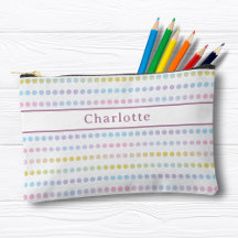 可愛い水彩柄パステル点々のあるペンケース