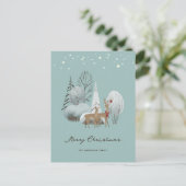 可愛い水彩森バックドードメリークリスマス シーズンポストカード (スタンド正面)