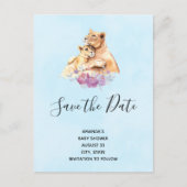 可愛い水彩母獅子と可愛いデートのセーブ インビテーションポストカード (正面)