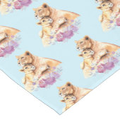 可愛い水彩母獅子可愛い柄 ショートテーブルランナー (コーナー)