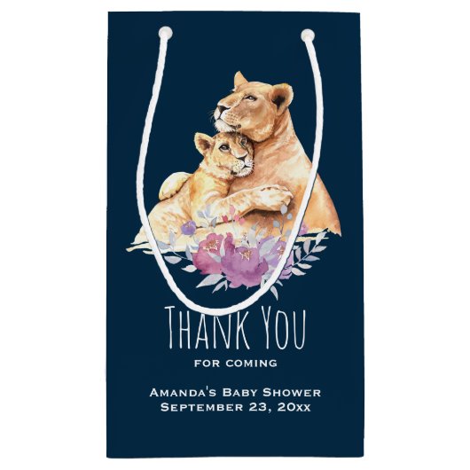 可愛い水彩母獅子&かわいい子ありがとう スモールペーパーバッグ (裏面)