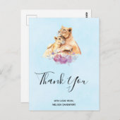 可愛い水彩母獅子&かわいい子ありがとう ポストカード (正面/裏面)